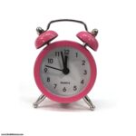 ساعت شماته دار پایه استیل کوچک صورتی 1