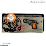جامدادی پسرانه دو زیپ پیکسل دار کلت رنگ خاکستری