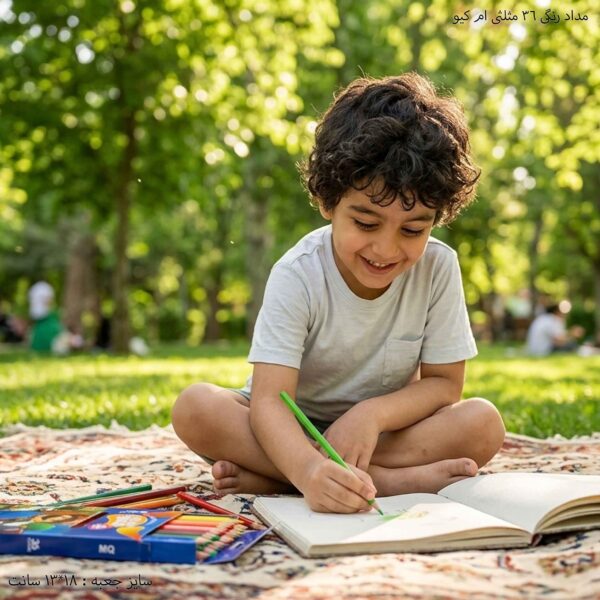 مداد رنگی 36 رنگ مثلثی  جعبه مقوایی ام کیو 5